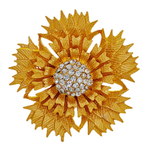 Load image into Gallery viewer, Retro Gold Flower Brooch with Texture and Layered Petal
