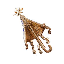 Load image into Gallery viewer, Stunning Blue Crystal Rhinestone Umbrella Brooch Pin with Tassel
