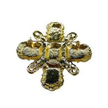 Load image into Gallery viewer, Vintage Green and Red Maltese Cross Brooch Pin Baroque Jewelry
