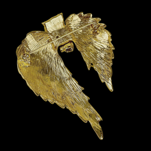 Load image into Gallery viewer, Splendid Antique Brass Gold Angle Wing Brooch Pin Fairy Jewelry
