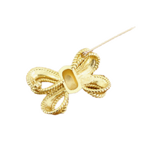 Load image into Gallery viewer, Stunning Gold Croissant Ribbon Bow Brooch Pin with Crystal Accent
