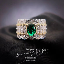 Load image into Gallery viewer, Gorgeous Marquise &amp; Gold Beads Accent Green Oval Open Rings
