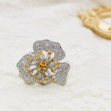 Load image into Gallery viewer, Fantastic Opens Cubic Zircon White Orchid Flower Rings with Yellow Pistil Detail
