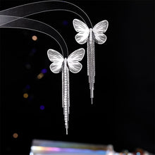 Load image into Gallery viewer, Chic Fashion Silver Metal Butterfly &amp; Long Tassel Earrings
