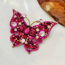 Load image into Gallery viewer, Stunning Super Large Hot Pink Rhinestone Butterfly Brooch Pin Vintage Insect Jewelry
