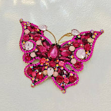 Load image into Gallery viewer, Stunning Super Large Hot Pink Rhinestone Butterfly Brooch Pin Vintage Insect Jewelry
