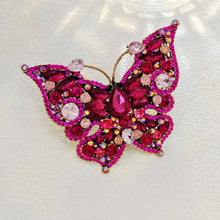 Load image into Gallery viewer, Stunning Super Large Hot Pink Rhinestone Butterfly Brooch Pin Vintage Insect Jewelry
