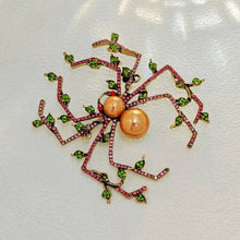 Load image into Gallery viewer, Designer Vintage Super Big Imitated Brown Pearl Spider Brooch with Leaf Detail
