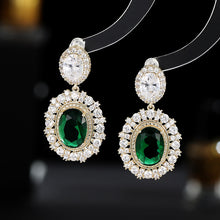 Load image into Gallery viewer, Gorgeous Embellishment Green Oval Drop Earrings Vintage Stylish Jewelry
