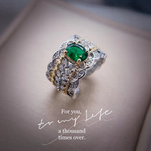 Load image into Gallery viewer, Gorgeous Marquise &amp; Gold Beads Accent Green Oval Open Rings
