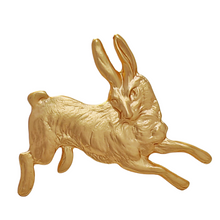 Load image into Gallery viewer, Whimsy Brass Gold Stamping Running Rabbit Brooch Pin Vintage Animal Brooch
