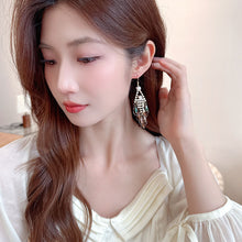 Load image into Gallery viewer, Bohemian Statement Feather Tassel Drop Earrings for Women Dressy
