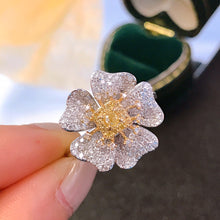 Load image into Gallery viewer, Fantastic Full Micro Pave CZ Yellow Flower Finger Rings for Women
