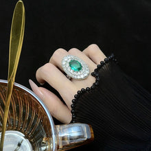 Load image into Gallery viewer, Gorgeous Double Halo Green Oval Cocktail Rings for Party
