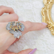 Load image into Gallery viewer, Fantastic Opens Cubic Zircon White Orchid Flower Rings with Yellow Pistil Detail
