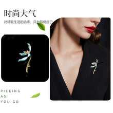 Load image into Gallery viewer, Elegant Sway Blue Enamel Iris Flower Brooch Pin with Pearl Accent
