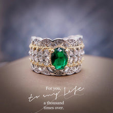 Load image into Gallery viewer, Gorgeous Marquise &amp; Gold Beads Accent Green Oval Open Rings
