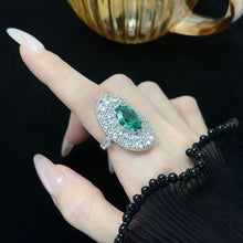 Load image into Gallery viewer, Gorgeous Double Halo Green Oval Cocktail Rings for Party
