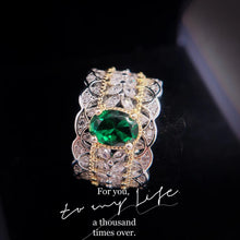 Load image into Gallery viewer, Gorgeous Marquise &amp; Gold Beads Accent Green Oval Open Rings
