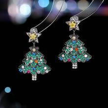 Load image into Gallery viewer, Gorgeous Colored Cubic Zircon Christmas Tree Earrings Winter Holiday Jewelry
