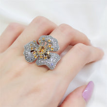 Load image into Gallery viewer, Fantastic Opens Cubic Zircon White Orchid Flower Rings with Yellow Pistil Detail
