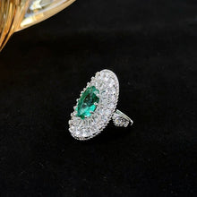 Load image into Gallery viewer, Gorgeous Double Halo Green Oval Cocktail Rings for Party
