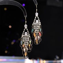 Load image into Gallery viewer, Bohemian Statement Feather Tassel Drop Earrings for Women Dressy
