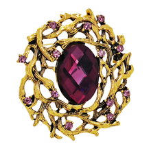 Load image into Gallery viewer, Vintage Stylish Amethyst Purple Oval Art Deco Brooch with Branch Detail
