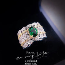 Load image into Gallery viewer, Gorgeous Marquise &amp; Gold Beads Accent Green Oval Open Rings
