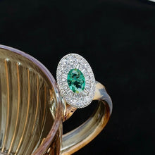 Load image into Gallery viewer, Gorgeous Double Halo Green Oval Cocktail Rings for Party
