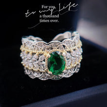 Load image into Gallery viewer, Gorgeous Marquise &amp; Gold Beads Accent Green Oval Open Rings
