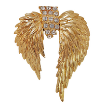 Load image into Gallery viewer, Splendid Antique Brass Gold Angle Wing Brooch Pin Fairy Jewelry
