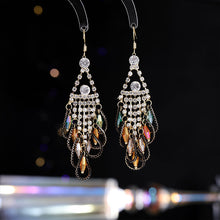 Load image into Gallery viewer, Bohemian Statement Feather Tassel Drop Earrings for Women Dressy
