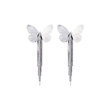 Load image into Gallery viewer, Chic Fashion Silver Metal Butterfly &amp; Long Tassel Earrings
