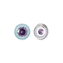 Load image into Gallery viewer, Gorgeous Turquoise Accent Purple Round Flower Stud Earrings for Daily Wear
