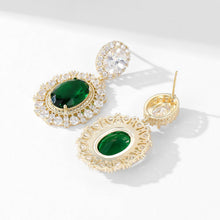 Load image into Gallery viewer, Gorgeous Embellishment Green Oval Drop Earrings Vintage Stylish Jewelry
