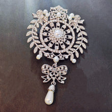 Load image into Gallery viewer, Baroque Vintage Silver Tone Garland Pearl Drop Brooch Wedding Jewelry
