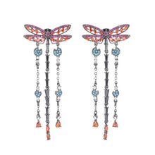 Load image into Gallery viewer, Boho Fashion  Long Chain Tassel Colored Dragonfly Earrings Statement Insect Jewelry
