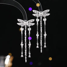 Load image into Gallery viewer, Boho Fashion  Long Chain Tassel Colored Dragonfly Earrings Statement Insect Jewelry
