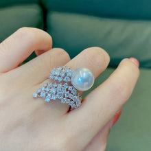 Load image into Gallery viewer, Chic Fashion CZ Shooting Star Pearl Adjustable Ring Elegant Wedding Guest Accessory
