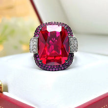 Load image into Gallery viewer, Chic Fashion Hot Pink Framed Green Square Stone Adjustable Rings Two-tone Jewelry
