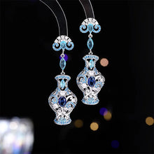 Load image into Gallery viewer, Chinese Traditional Vintage Blue-and-white Porcelain Drop Earrings Vase Jewelry
