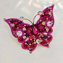 Load image into Gallery viewer, Stunning Super Large Hot Pink Rhinestone Butterfly Brooch Pin Vintage Insect Jewelry
