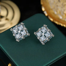 Load image into Gallery viewer, Delicate 3D Light Blue Quadra Stone Square Stud Earrings Office Lady Dressy Jewelry
