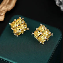 Load image into Gallery viewer, Delicate 3D Light Blue Quadra Stone Square Stud Earrings Office Lady Dressy Jewelry
