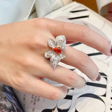 Load image into Gallery viewer, Deliciated Full Pave CZ Orange Butterfly Cocktail Rings for Summer Wear
