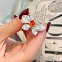 Load image into Gallery viewer, Deliciated Full Pave CZ Orange Butterfly Cocktail Rings for Summer Wear
