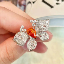 Load image into Gallery viewer, Deliciated Full Pave CZ Orange Butterfly Cocktail Rings for Summer Wear
