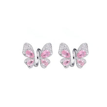 Load image into Gallery viewer, Deliciated Studded Green Pink Butterfly Post Earrings Summer Dressy Jewelry
