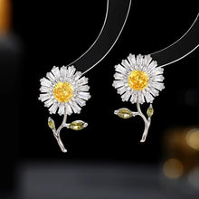 Load image into Gallery viewer, Delightful Short Stem Leaf Yellow Daisy Flower Stud Earrings Summer Wear Jewelry
